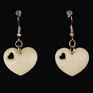3813 - Earrings heart with heart hole hanging