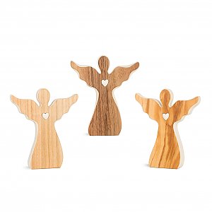 WA7362 - Wood veneer angel with heart