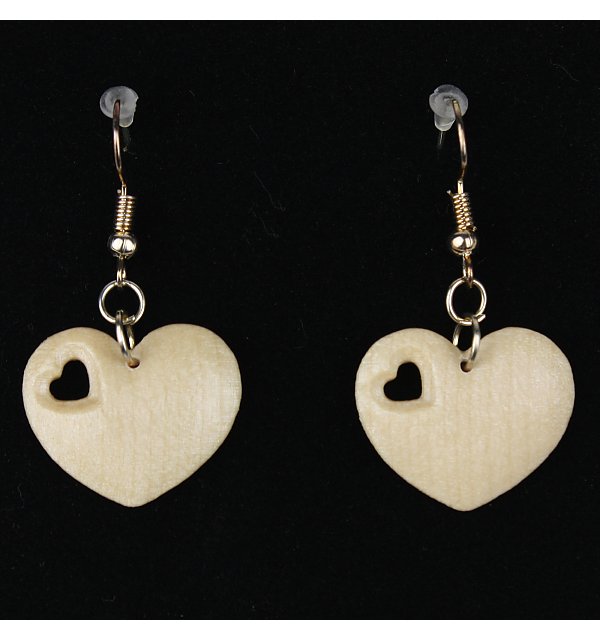 3813 - Earrings heart with heart hole hanging AHORNOEL
