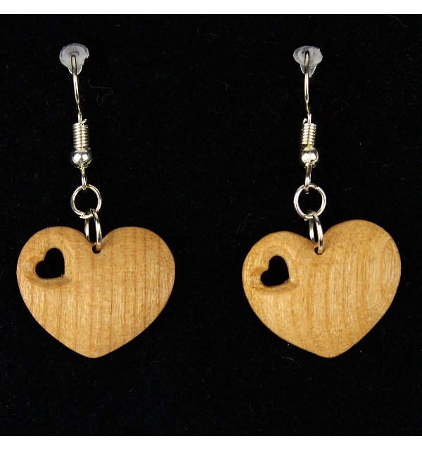 3813 - Earrings heart with heart hole hanging KIRSCHEOEL