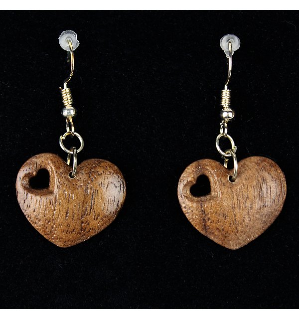 3813 - Earrings heart with heart hole hanging NUSSOEL