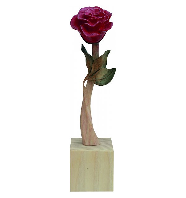 Due fiori di rosa con gambo in legno, Fiori, vendita scultura in legno, 40  cm, Naturale, acquisto sculture in legno